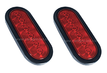 6 LED Waterproof Oval Red Trailer Lights